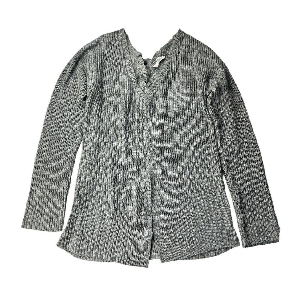 Grey Lace Up Sweater Size Small- As Is